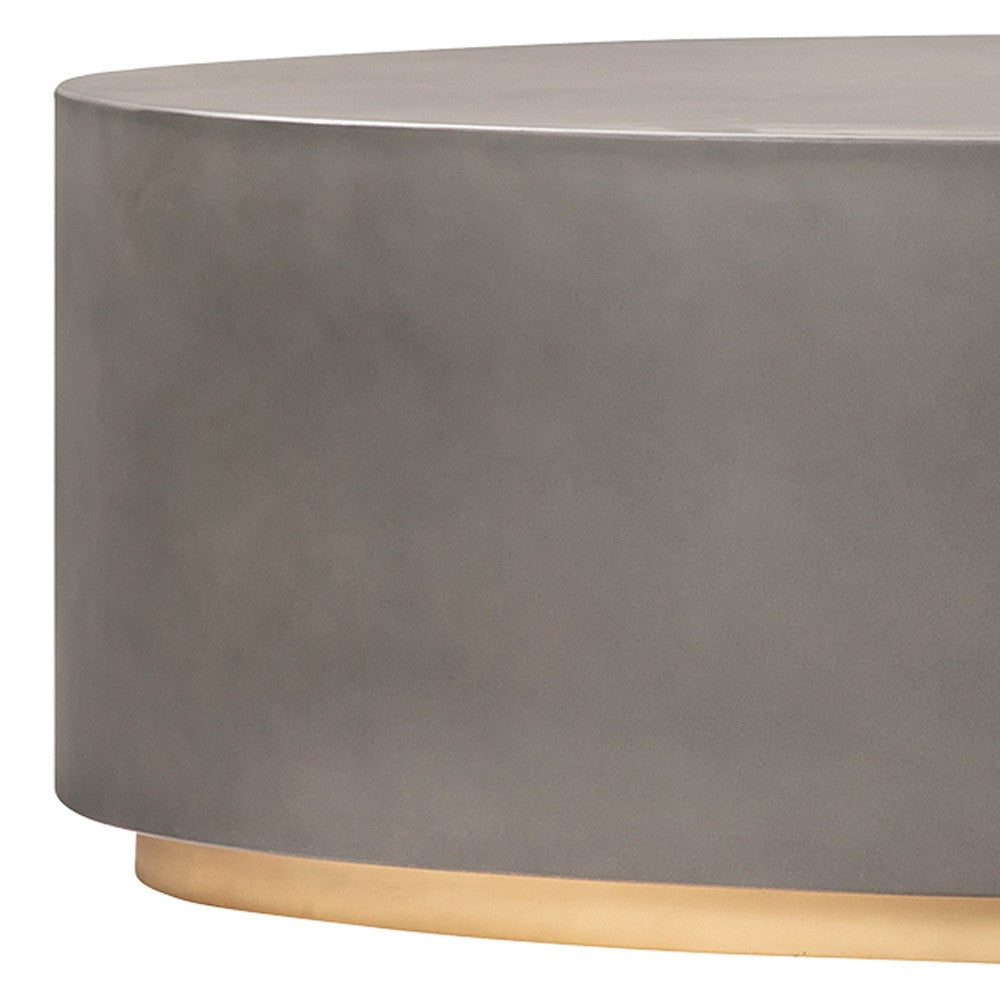 Gray & Brass Concrete & Brass Oval Coffee Table