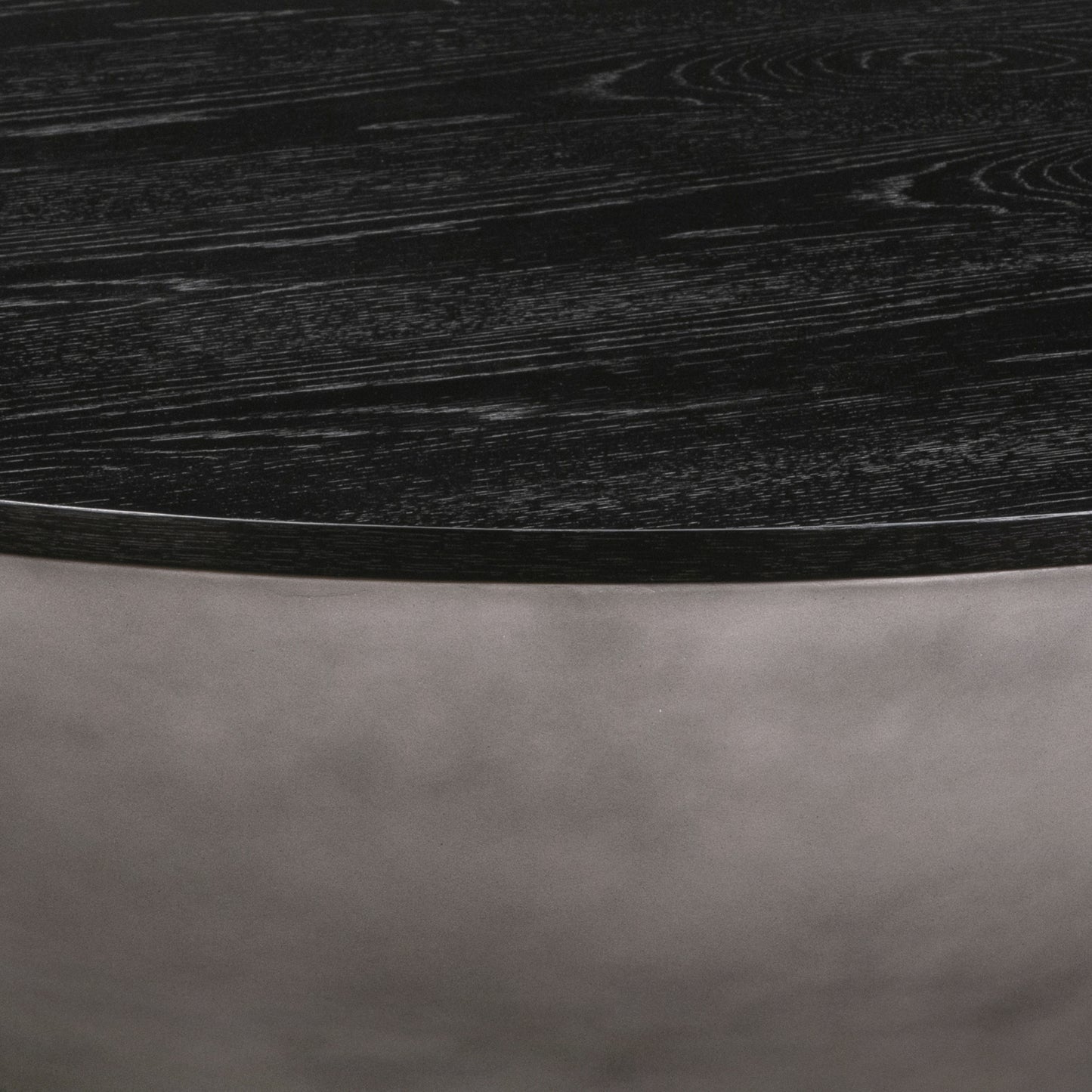 Black & Gray Solid Wood & Concrete Round Coffee Table