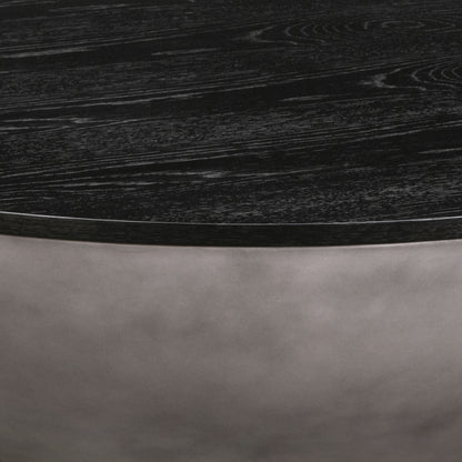 Black & Gray Solid Wood & Concrete Round Coffee Table
