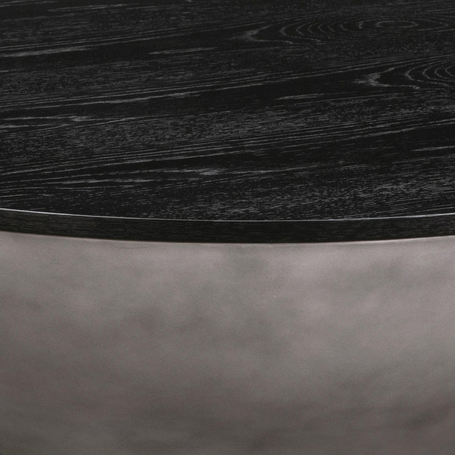 Black & Gray Solid Wood & Concrete Round Coffee Table image 6