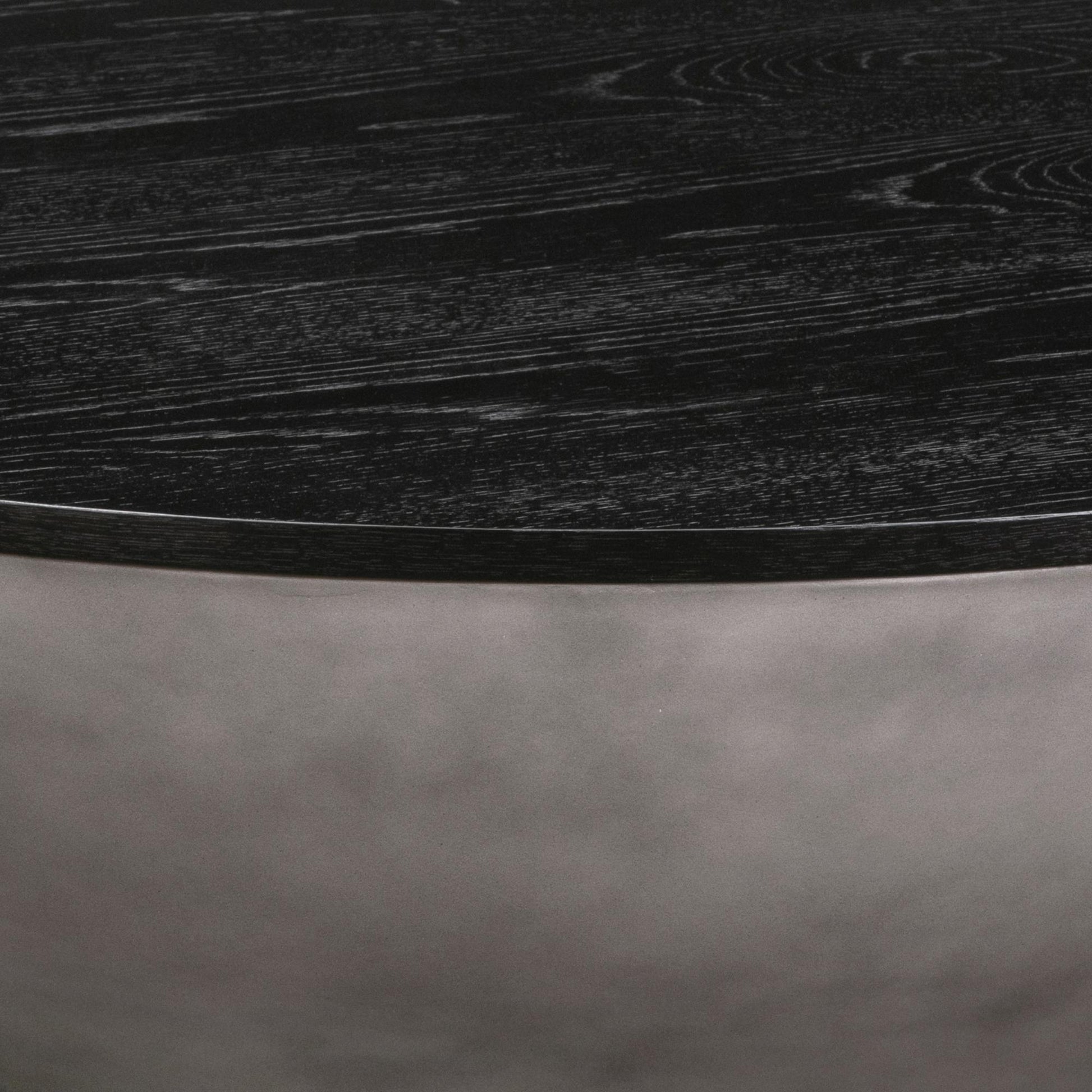 Black & Gray Solid Wood & Concrete Round Coffee Table image 6