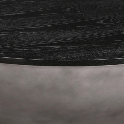 Black & Gray Solid Wood & Concrete Round Coffee Table image 6