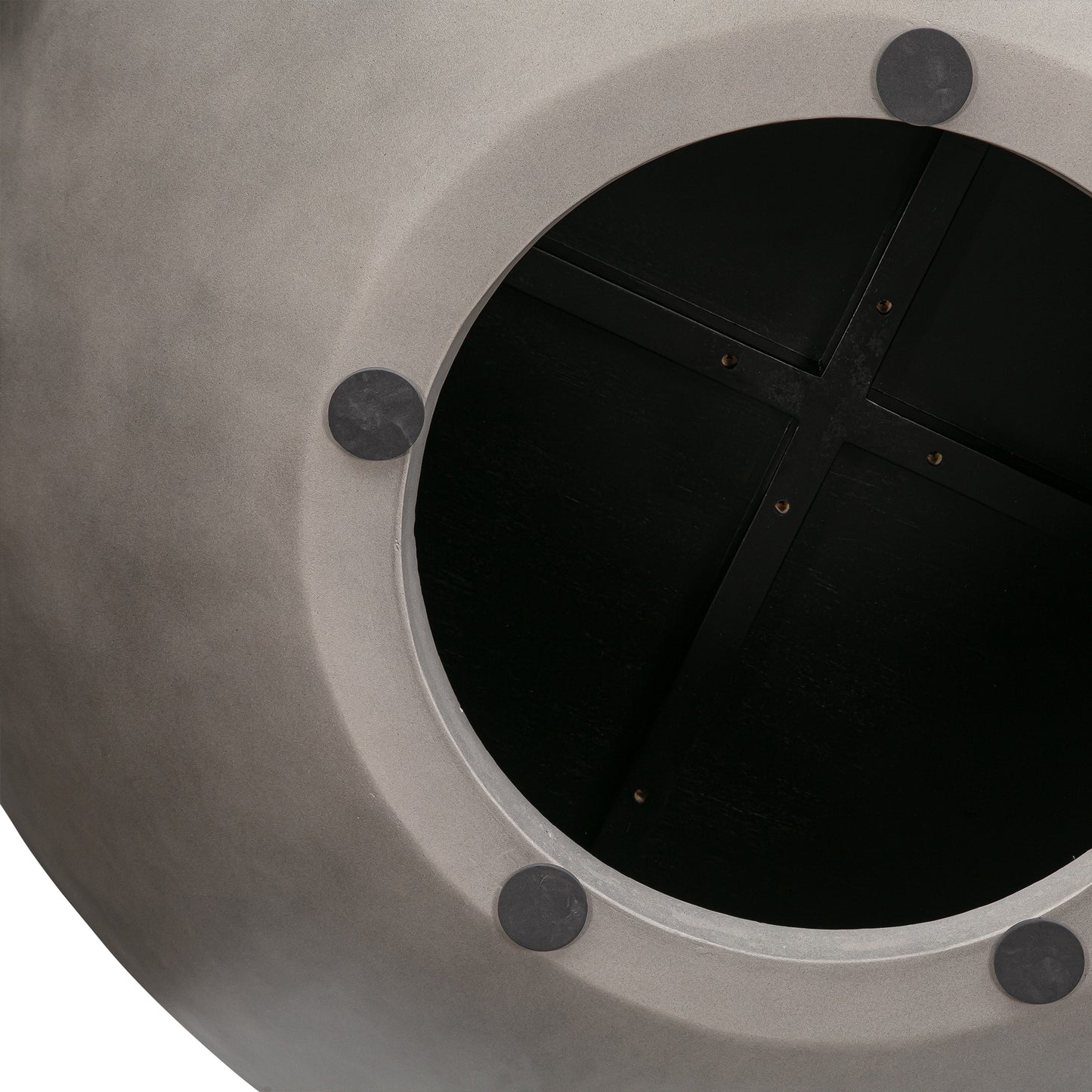 Black & Gray Solid Wood & Concrete Round Coffee Table
