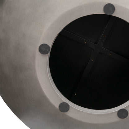 Black & Gray Solid Wood & Concrete Round Coffee Table
