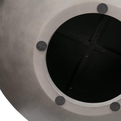 Black & Gray Solid Wood & Concrete Round Coffee Table image 3