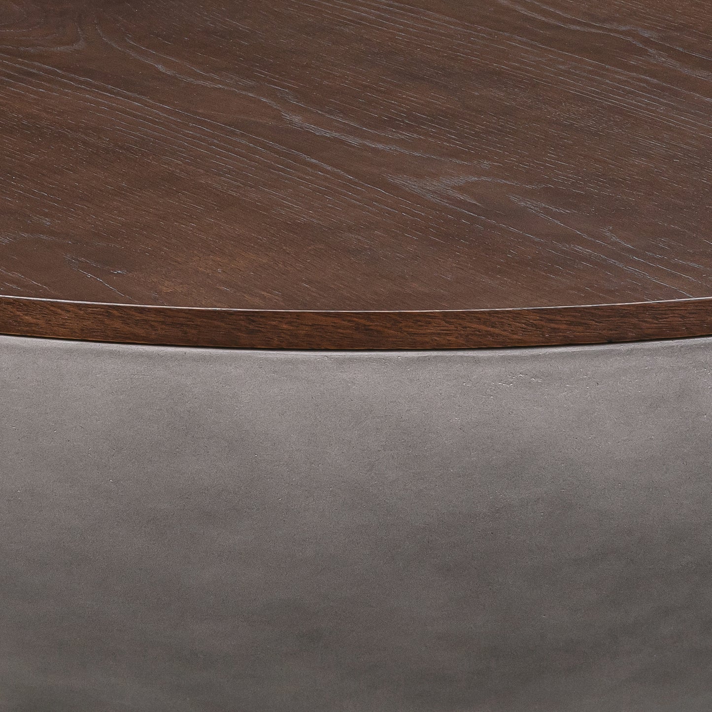 Brown & Gray Solid Wood & Concrete Round Coffee Table