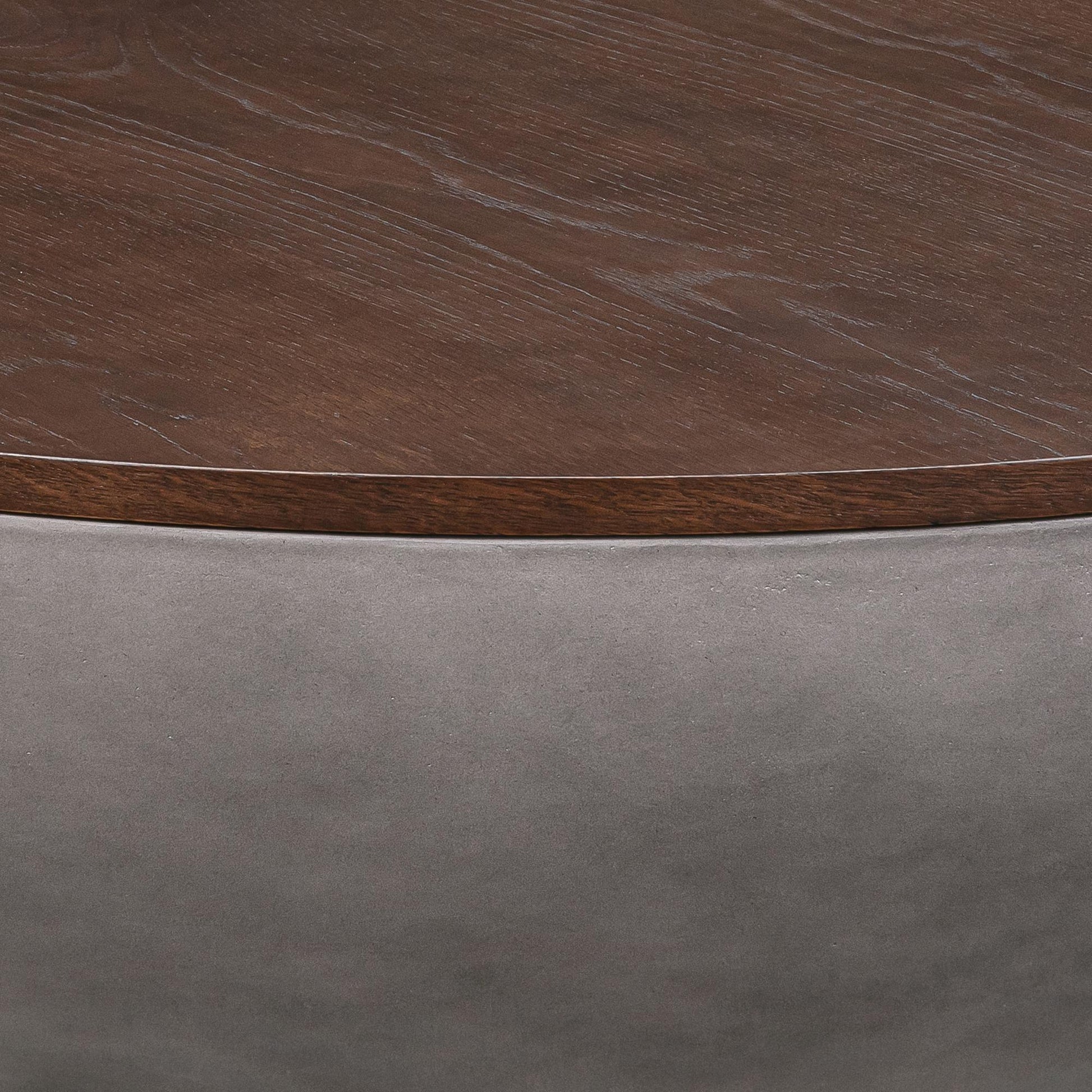 Brown & Gray Solid Wood & Concrete Round Coffee Table image 8