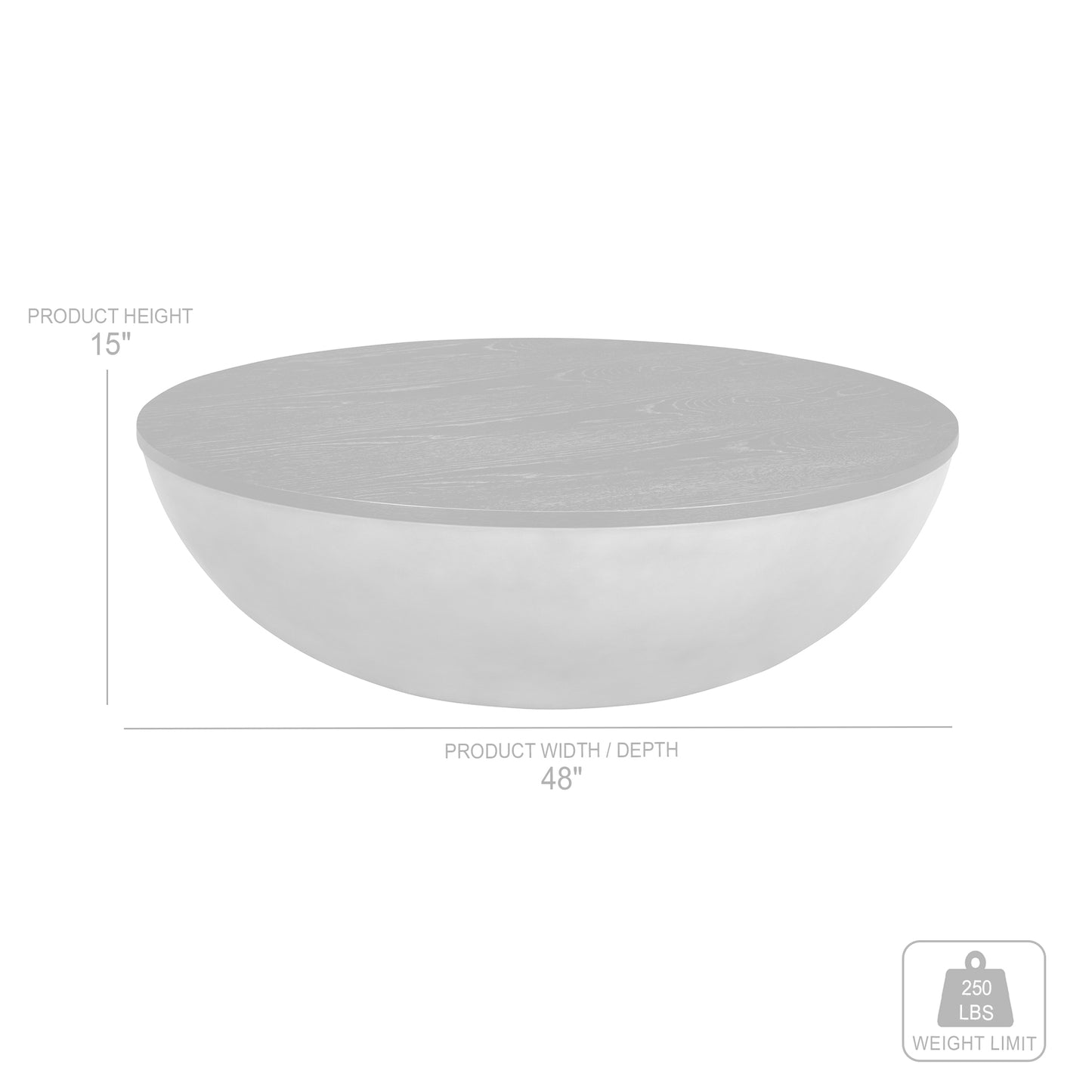 Brown & Gray Solid Wood & Concrete Round Coffee Table image 7