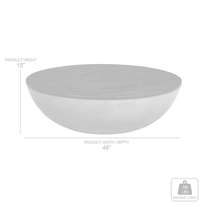 Brown & Gray Solid Wood & Concrete Round Coffee Table image 7