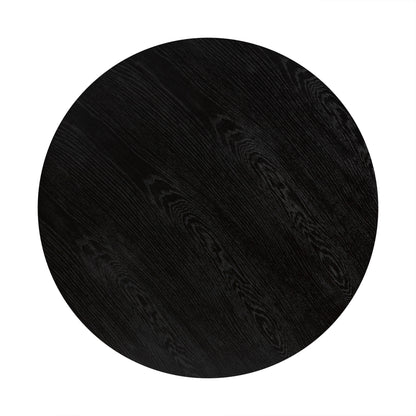 Black & Brown Solid Wood & Metal Round Coffee Table