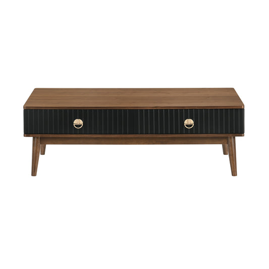 Brown & Black Coffee Table w/ 2 Drawers