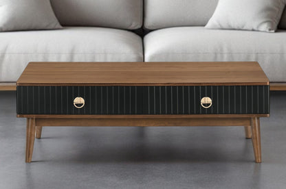 Brown & Black Coffee Table w/ 2 Drawers image 1