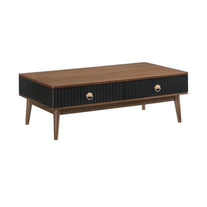 Brown & Black Coffee Table w/ 2 Drawers