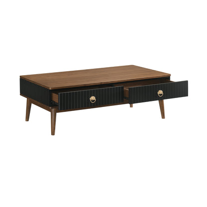 Brown & Black Coffee Table w/ 2 Drawers image 4
