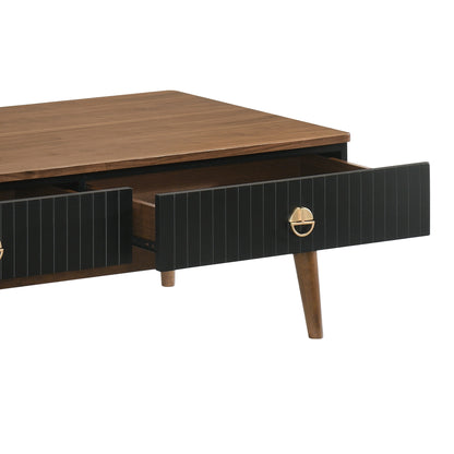 Brown & Black Coffee Table w/ 2 Drawers