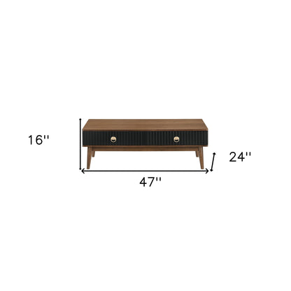 Brown & Black Coffee Table w/ 2 Drawers image 8