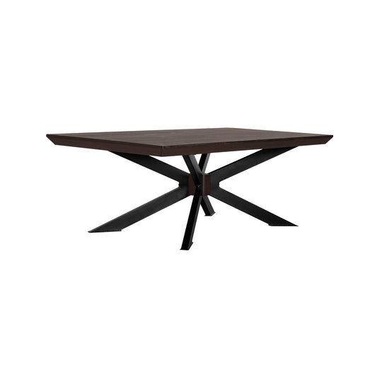 Brown & Black Solid Wood & Metal Coffee Table