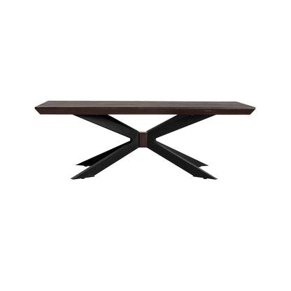 Brown & Black Solid Wood & Metal Coffee Table