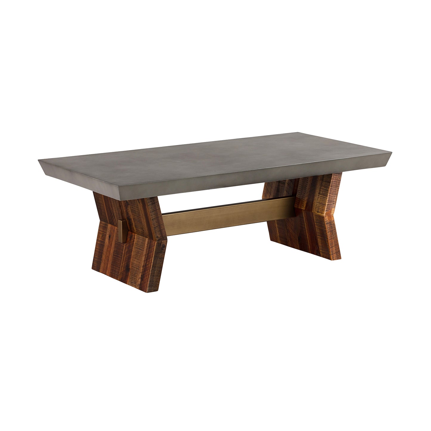 Gray & Brown Concrete & Solid Wood Coffee Table