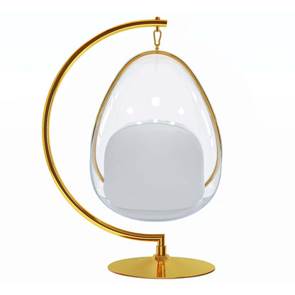 White & Gold Faux Leather Balloon Chair