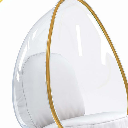 White & Gold Faux Leather Balloon Chair