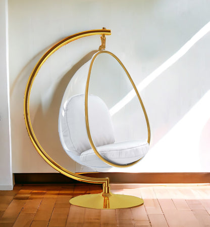 White & Gold Faux Leather Balloon Chair