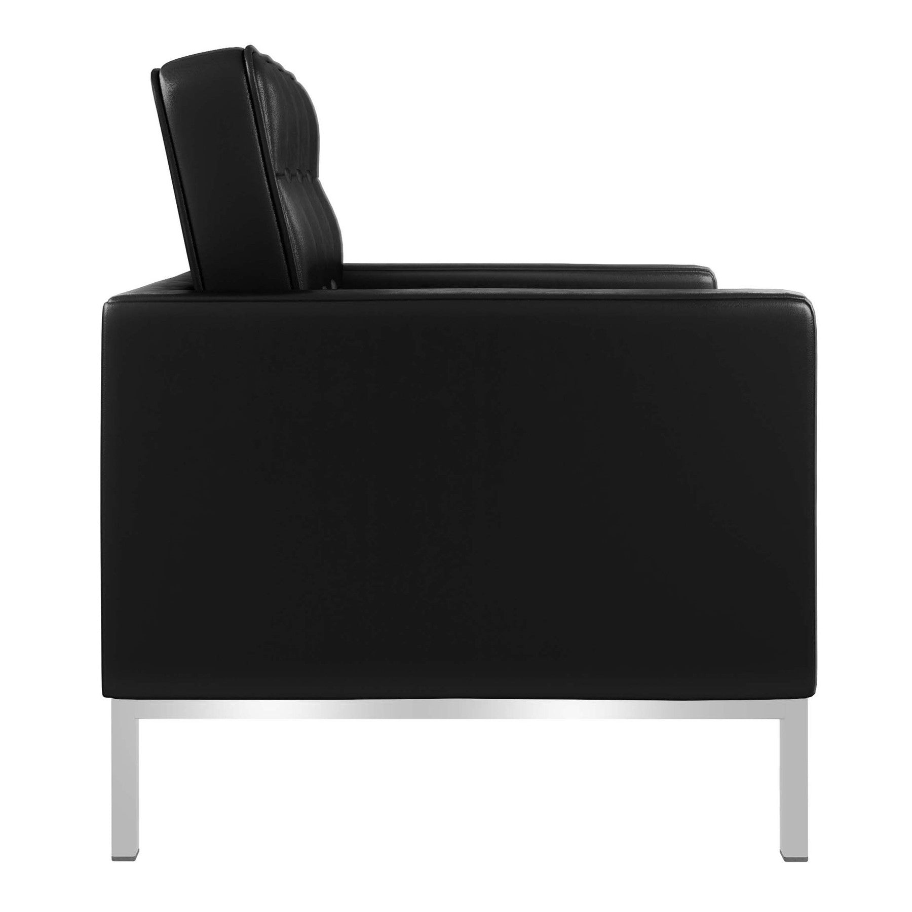 Black & Silver Italian Leather Tufted Club Chair