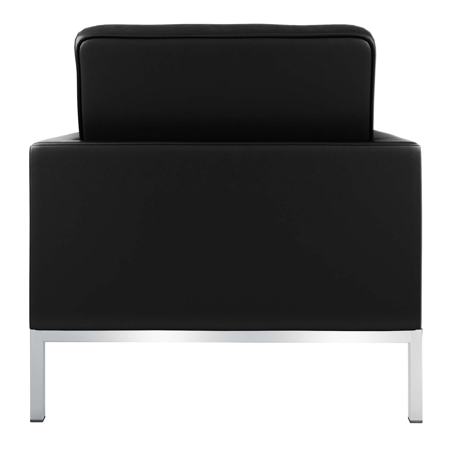 Black & Silver Italian Leather Tufted Club Chair