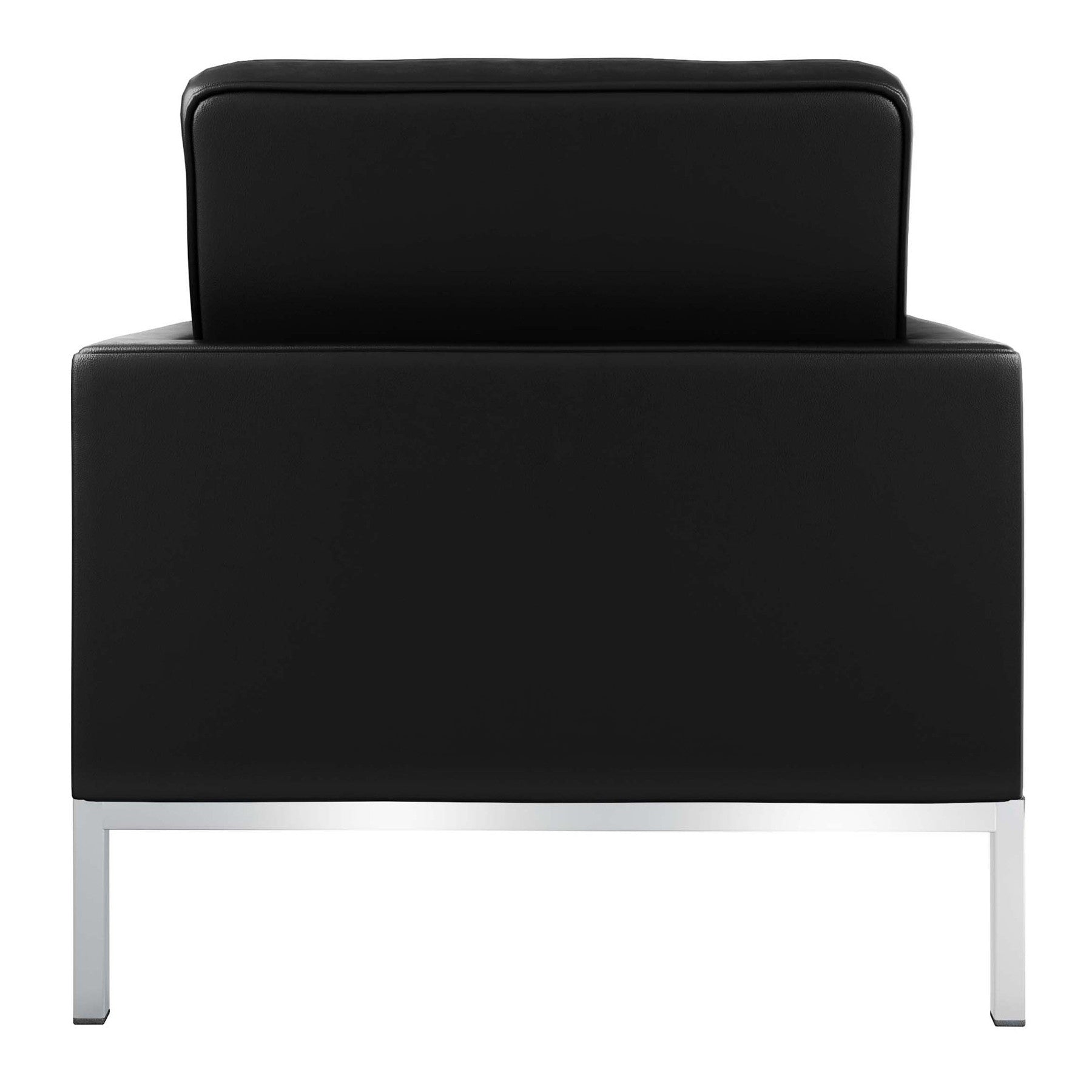 Black & Silver Italian Leather Tufted Club Chair