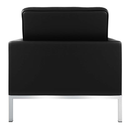 Black & Silver Italian Leather Tufted Club Chair