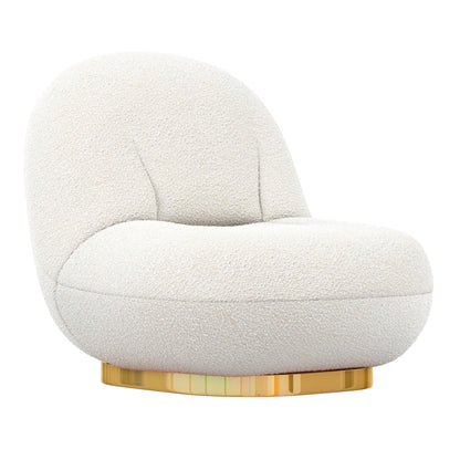 White & Gold Boucle Slipper Chair