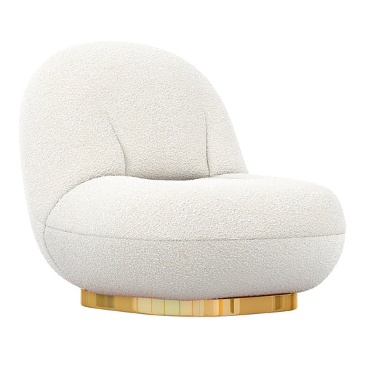 White & Gold Boucle Slipper Chair