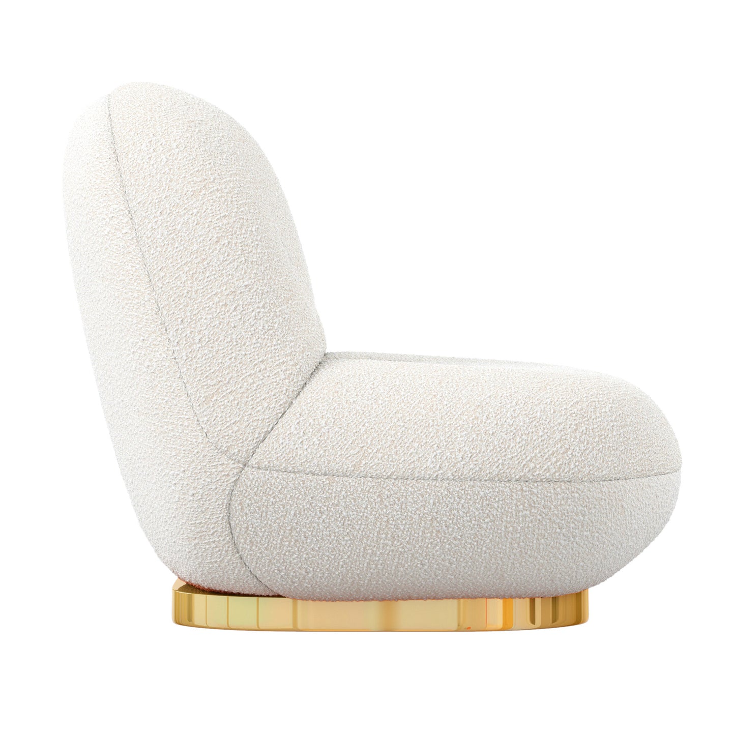 White & Gold Boucle Slipper Chair