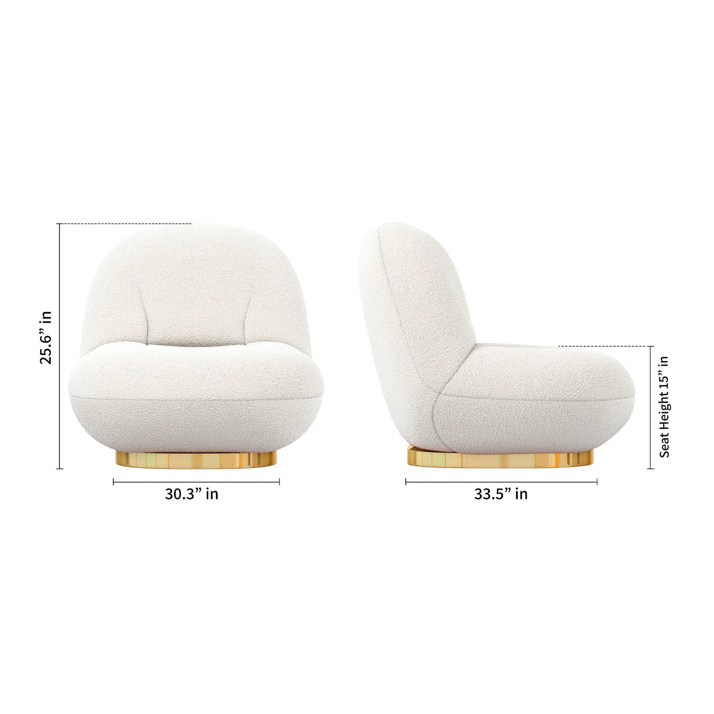 White & Gold Boucle Slipper Chair