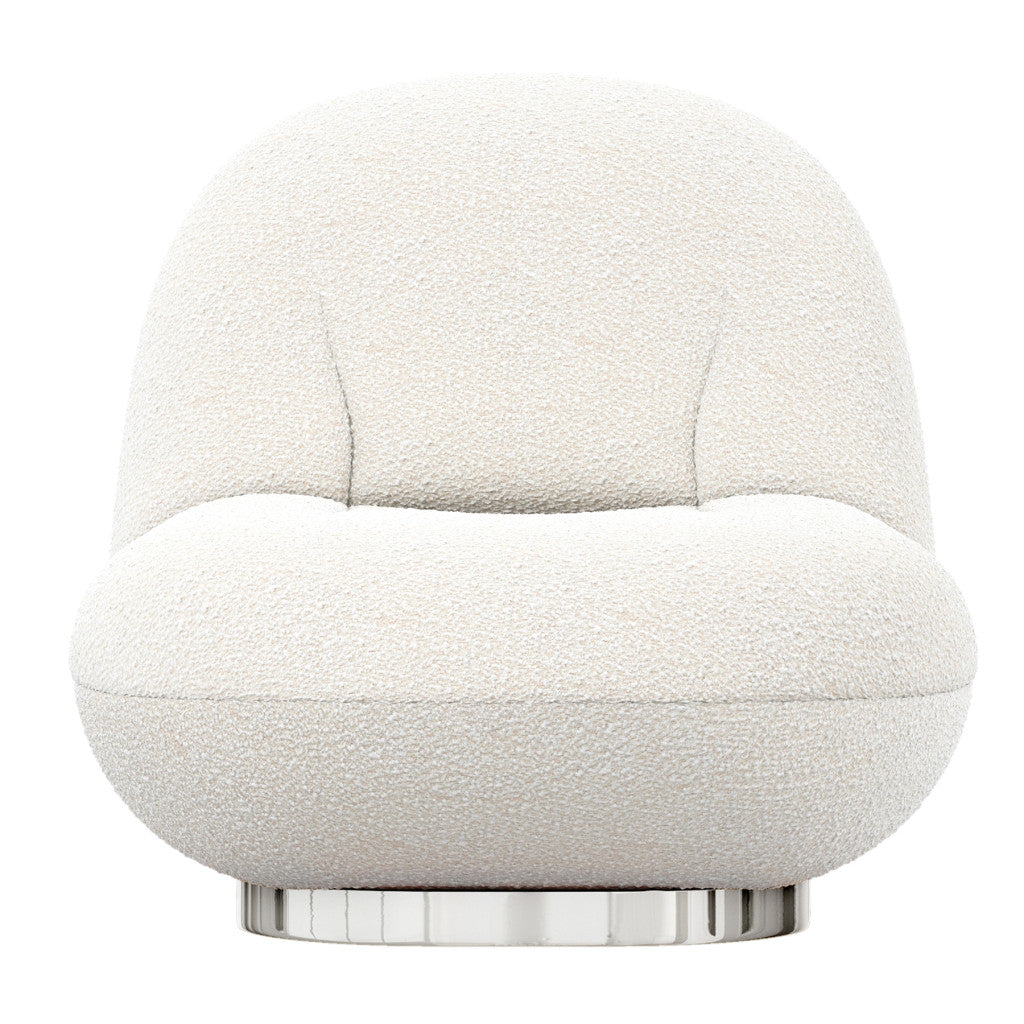 White & Silver Boucle Slipper Chair