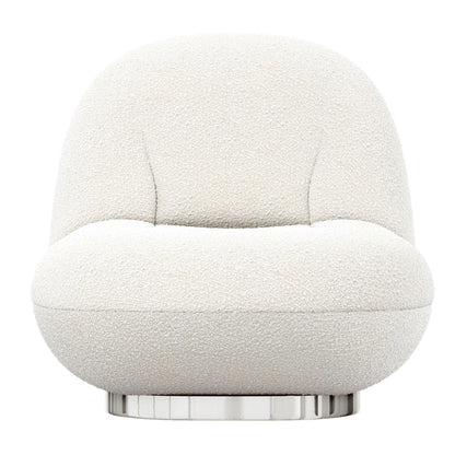 White & Silver Boucle Slipper Chair