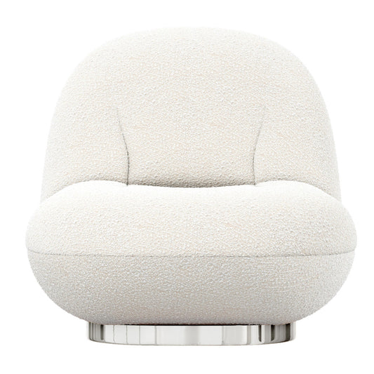 White & Silver Boucle Slipper Chair