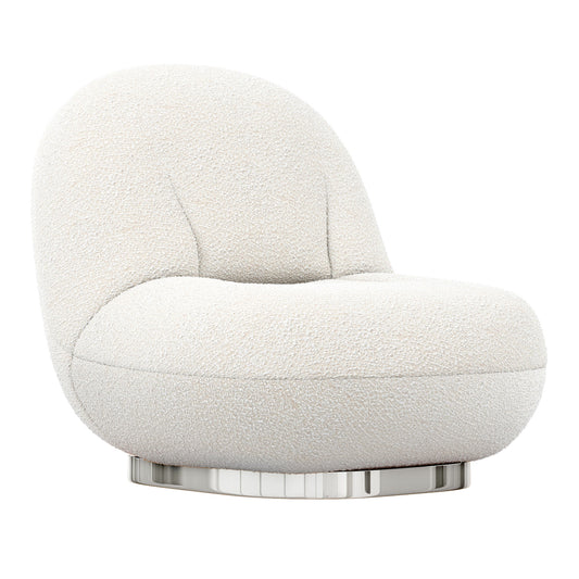 White & Silver Boucle Slipper Chair