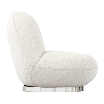 White & Silver Boucle Slipper Chair