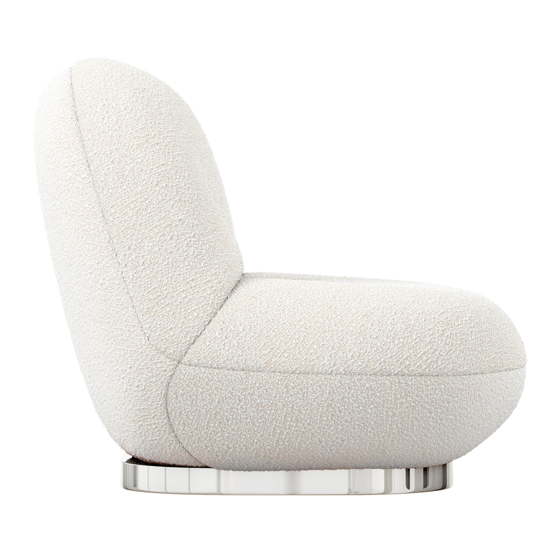 White & Silver Boucle Slipper Chair
