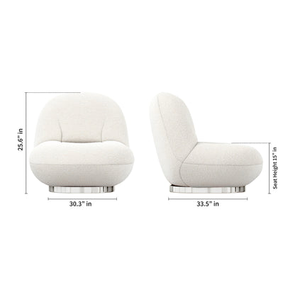 White & Silver Boucle Slipper Chair