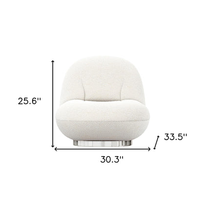 White & Silver Boucle Slipper Chair