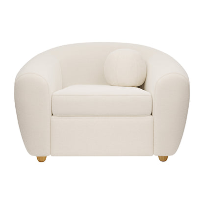 White & Natural Boucle Arm Chair