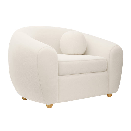 White & Natural Boucle Arm Chair
