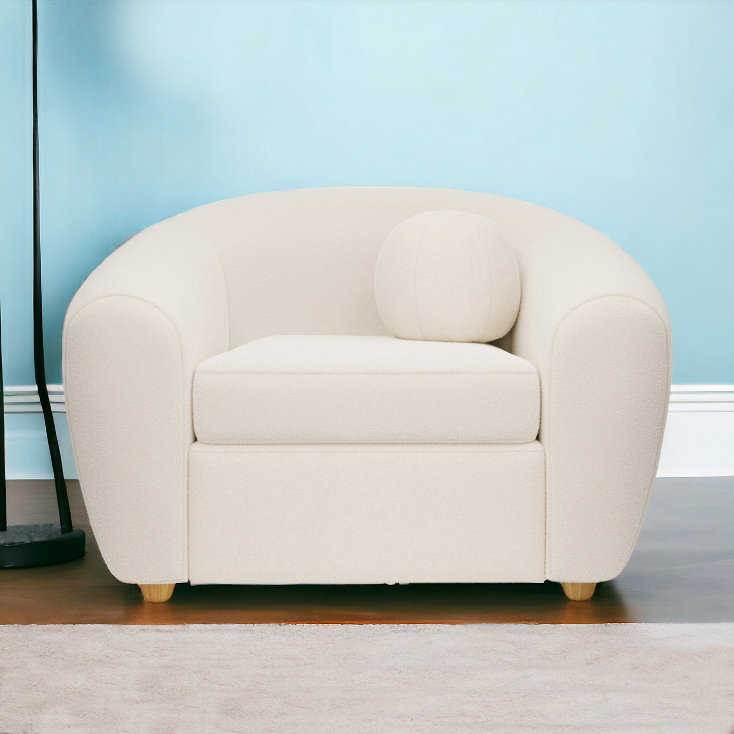 White & Natural Boucle Arm Chair
