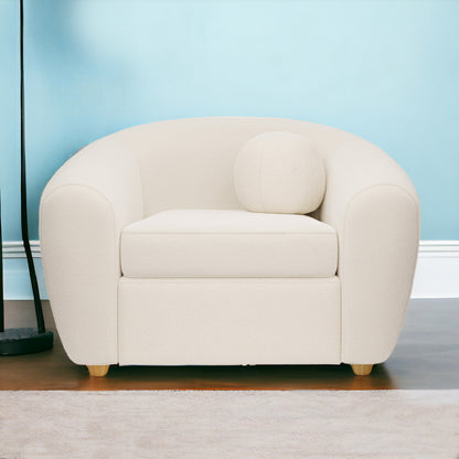 White & Natural Boucle Arm Chair
