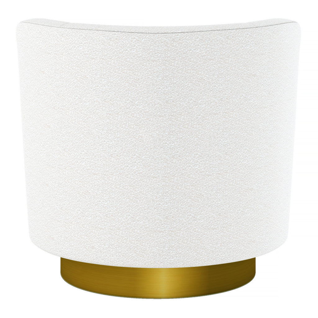 White & Gold Boucle Swivel Barrel Chair