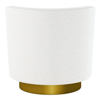 White & Gold Boucle Swivel Barrel Chair