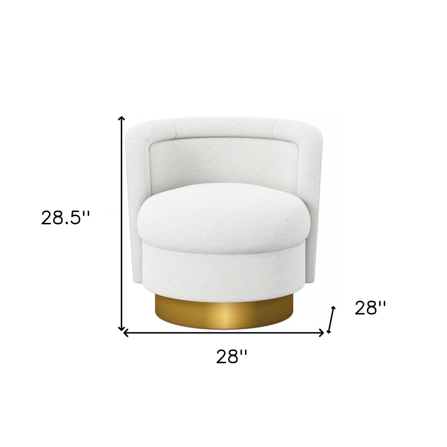 White & Gold Boucle Swivel Barrel Chair