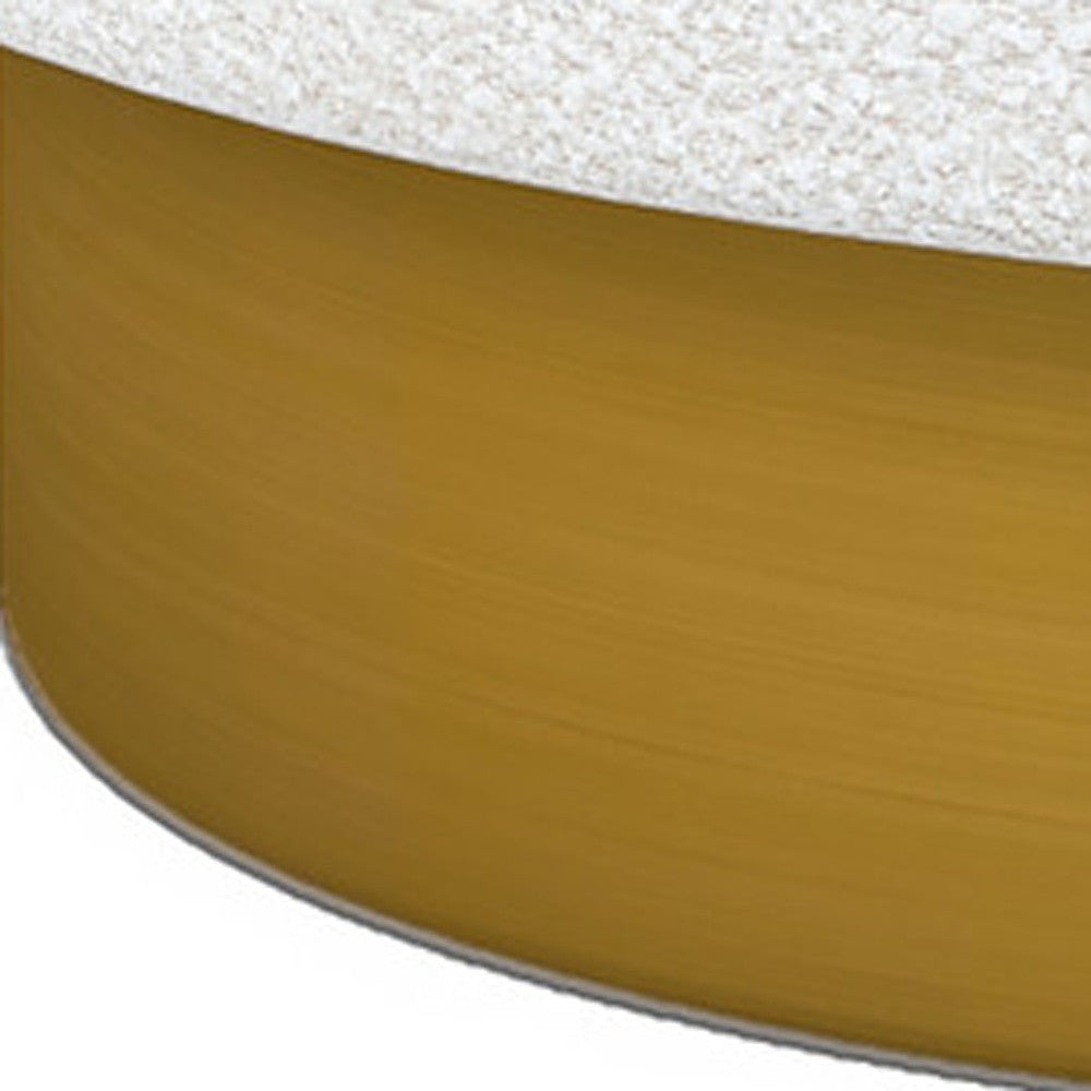 White & Gold Boucle Swivel Barrel Chair